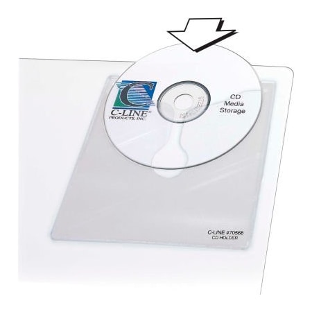 C-Line Products C-Line Products Self-Adhesive CD Holder, 5-1/3in x 5-2/3in, 10 Holders/Pack, 5 Packs/Set 70568-BX